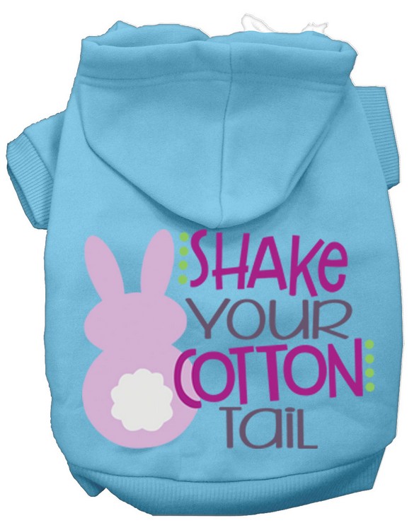 Shake Your Cotton Tail Screen Print Dog Hoodie Baby Blue XS